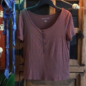 Cottony AE ribbed t-shirt with button front